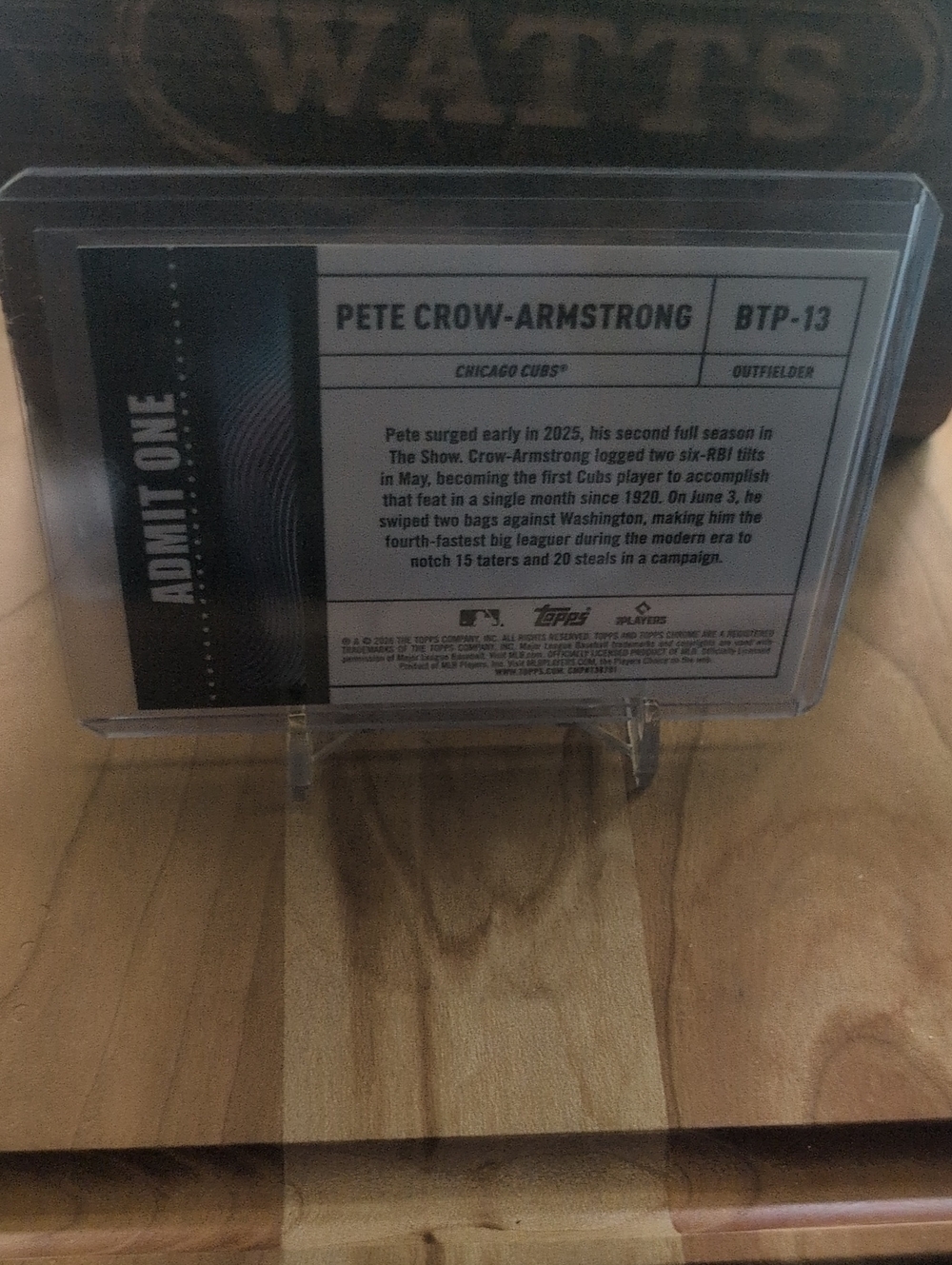 2026 Topps Chrome Pete Crow-Armstrong Big Ticket Player Cubs - Picture 3 of 3